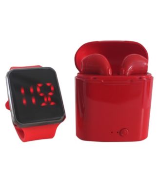 Ztech - Unisex LED Touch Watch and Wireless Headphones with Portable Charging Case Set