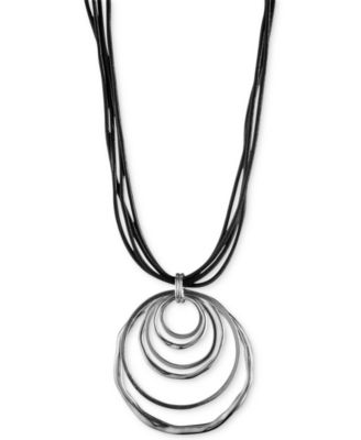 Anne Klein - Silver-Tone Orbital Pendant Necklace