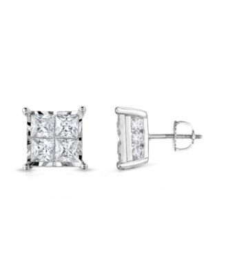 TruMiracle - TrueMiracle&reg; Diamond (2 ct. t.w.) Princess Cluster Halo Stud Earrings in 14K White Gold