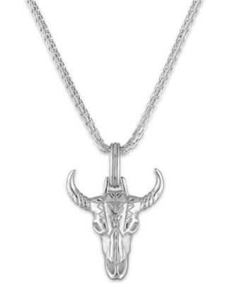 Esquire Men's Jewelry - Bull's Head 22" Pendant Necklace in Sterling Silver