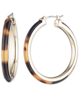 Lauren Ralph Lauren - Gold-Tone Tortoise-Look Medium Hoop Earrings, 1.7"