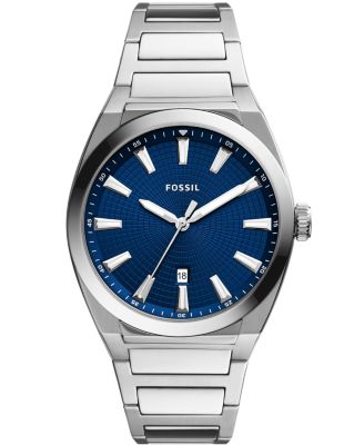 Fossil - Men's Everett Silver-Tone Stainless Steel Bracelet Watch 42mm