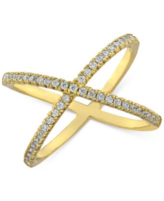 Giani Bernini - Cubic Zirconia Crisscross Statement Ring in Gold-Plated Sterling Silver
