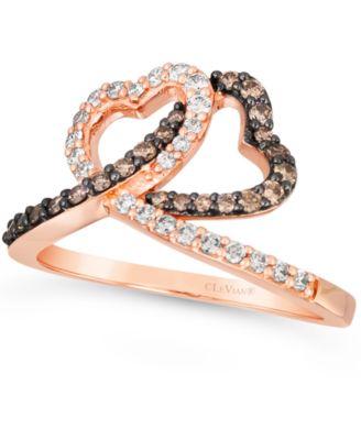 Le Vian - Chocolate Diamond (1/4 ct. t.w.) & Nude Diamond (1/4 ct. t.w.) Interlocking Heart Ring