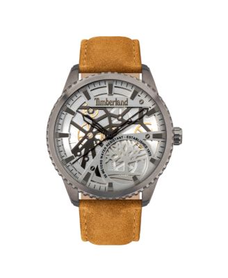 Timberland - Mens 3 Hands Wheat Genuine Leather Strap Watch 44mm