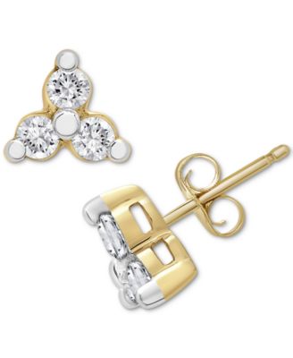 Wrapped - Diamond Three-Stone Stud Earrings (1/10 ct. tw) in 14k Gold