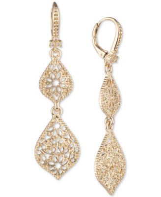 Marchesa - Gold-Tone Filigree Double Drop Earrings