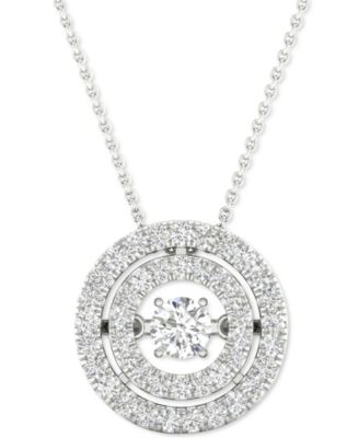 Twinkling Diamond Star - Diamond Double Halo 18" Pendant Necklace (3/8 ct. t.w.) in 10k White Gold