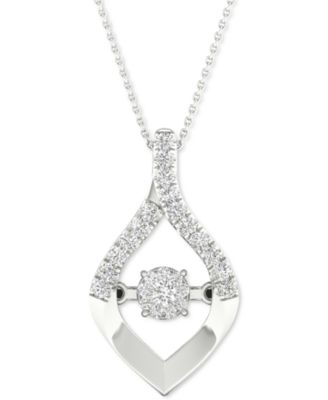 Twinkling Diamond Star - Diamond Wishbone 18" Pendant Necklace (1/5 ct. t.w.) in 10k White Gold
