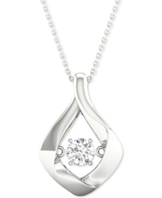 Twinkling Diamond Star - Diamond Framed Solitaire 18" Pendant Necklace (1/5 ct. t.w.) in 10k White Gold