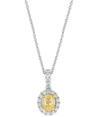 EFFY Collection - Yellow & White Diamond Halo 18" Pendant Necklace (3/8 ct. t.w.) in 14k Gold & White Gold