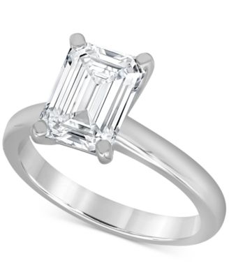 Badgley Mischka - Certified Lab Grown Emerald-Cut Solitaire Engagement Ring (3 ct. t.w.) in 14k White Gold