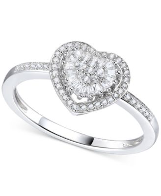 Macy's Brand - Diamond Cluster Heart Ring (1/4 ct. t.w.) in Sterling Silver