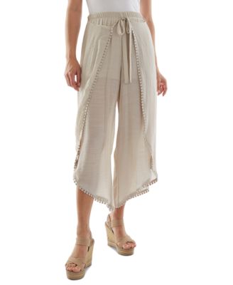 BCX - Juniors' Tie-Front Gauze Cropped Pants