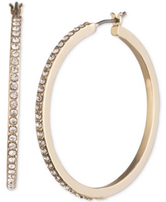 Karl Lagerfeld Paris - Medium Pav&eacute; Hoop Earrings, 1.22"