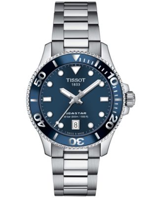 Tissot - Unisex Seastar Silver-Tone Stainless Steel Bracelet Watch 36mm