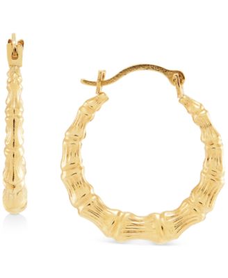 Macy's - Textured Bamboo-Look Small Hoop Earrings in 10k Gold