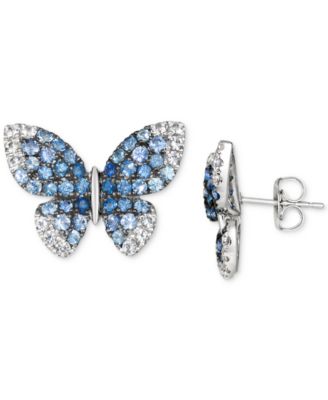 Le Vian - Denim Ombr&eacute; (1-3/4 ct. t.w.) & White Sapphire (1/2 ct. t.w.) Butterfly Stud Earrings in 14k White Gold