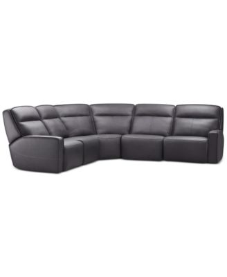 Furniture - Dextan Leather 5-Pc. Sectional with 3 Power Recliners
