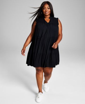 And Now This - Trendy Plus Size Tiered Swing Dress