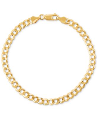 Macy's Brand - Men's Concave Curb Link Chain Bracelet in 14k Gold-Plated Sterling Silver