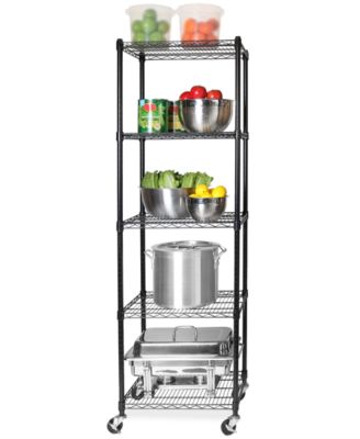 Seville Classics - UltraDurable Commercial-Grade 5-Tier NSF-Certified Steel Wire Wheeled Shelving