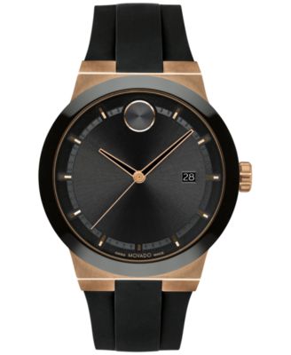 Movado - Men's Swiss Fusion Bold Black Silicone Strap Watch 42mm