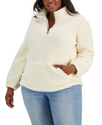 Style & Co - Plus Size Quarter-Zip Sherpa Fleece Pullover