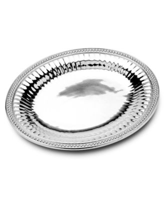 Wilton Armetale - "Flutes and Pearls" Large Oval Tray, 17.75" x 15.5"