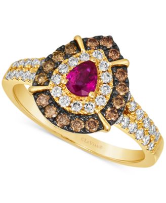 Le Vian - &reg; Blueberry Sapphire (1/3 ct. t.w.) & Diamond (x ct. t.w.) Teardrop Halo Ring in 14k Rose Gold