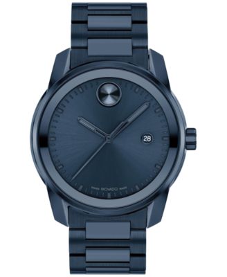 Movado - Men's Swiss Bold Verso Blue Ion-Plated Steel Bracelet Watch 42mm