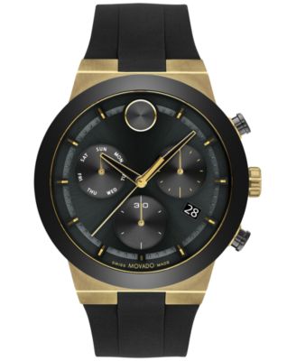 Movado - Men's Swiss Chronograph Bold Fusion Black Silicone Strap Watch 45mm