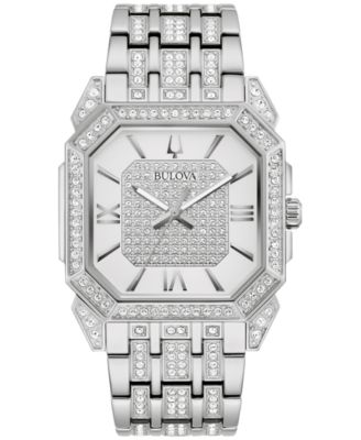 Bulova - Men's Crystal Octava Stainless Steel Bracelet Watch 40mm