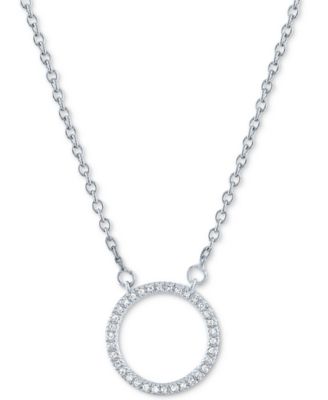 Macy's Brand - Diamond Accent Circle Pendant Necklace in Sterling Silver, 16" + 2" extender