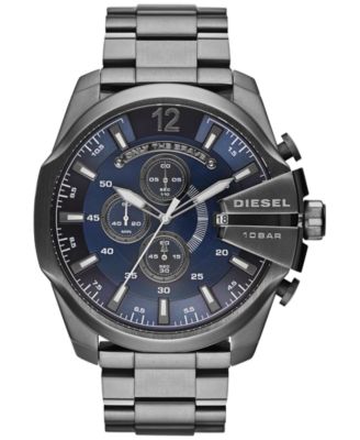 Diesel - Men's Chronograph Mega Chief Gunmetal Ion-Plated Stainless Steel Bracelet Watch 59x51mm DZ4329