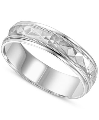 Macy's Brand - Swiss-Cut Design Comfort Fit Wedding Band in 14k White Gold
