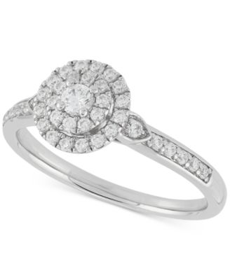 Forever Grown Diamonds - Lab-Created Diamond Halo Cluster Ring (3/8 ct. t.w.) in Sterling Silver