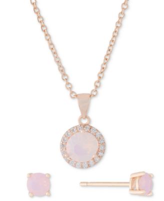 Giani Bernini - 2-Pc. Set Crystal & Cubic Zirconia Halo Pendant Necklace & Solitaire Stud Earrings