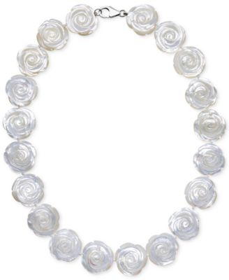 Macy's - Mother of Pearl Flower Collar Necklace in Sterling Silver (20mm)