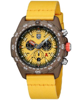 Luminox - Men's Swiss Chronograph Bear Grylls Survival Eco Master Series Yellow Recycled Ocean Material Strap Watch 45mm