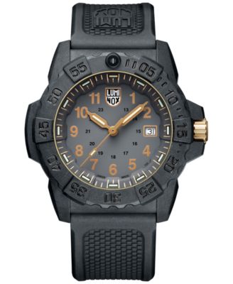 Luminox - Men's Swiss Navy Seal Military Dive Gold Black Rubber Strap Watch 45mm