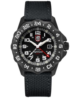 Luminox - Men's Swiss F-11 Nighthawk Pilot GMT Black Kevlar Strap Watch 44mm
