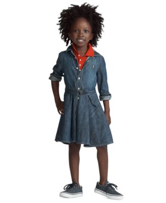 Polo Ralph Lauren - Toddler and Little Girls Denim Cotton Shirtdress