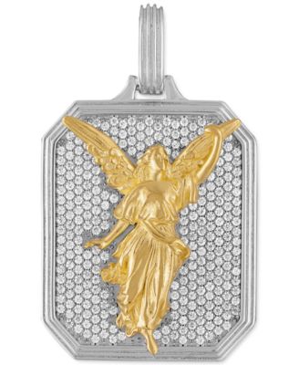 Esquire Men's Jewelry - Cubic Zirconia Angel Amulet Pendant in Sterling Silver & 14k Gold-Plated Sterling Silver