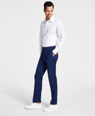 DKNY - Men's Blue Tic Modern-Fit Performance Stretch Suit Separates Pants