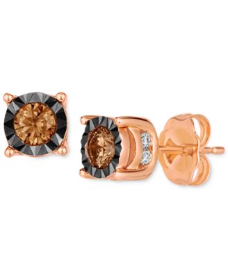 Le Vian - Chocolate Diamond (1/3 ct. t.w.) & Nude Diamond (1/5 ct. t.w.) Stud Earrings in 14k Rose Gold