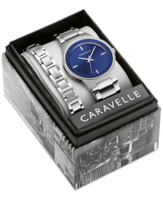 Caravelle - Men's Modern Stainless Steel Bracelet Watch 40mm Gift Set