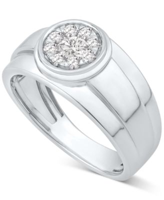 Macy's Brand - Men's Diamond Cluster Band (1/2 ct. t.w.) in 10k White Gold