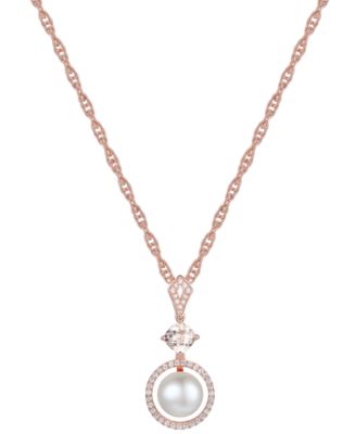 Macy's Brand - Cultured Freshwater Pearl (8mm), Morganite (1/2 ct. t.w.) & Diamond (1/5 ct. t.w.) in 10k Rose Gold