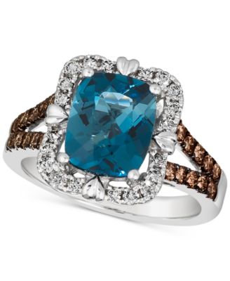 Le Vian - Deep Sea Blue Topaz (3 ct. t.w.) & Diamond (5/8 ct. t.w.) Ring in 14k White Gold